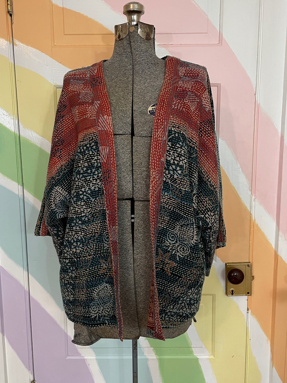 Pappu Mama 100% Indian Silk One of a Kind Open Front Kimono Jacket OS 🧡🎀